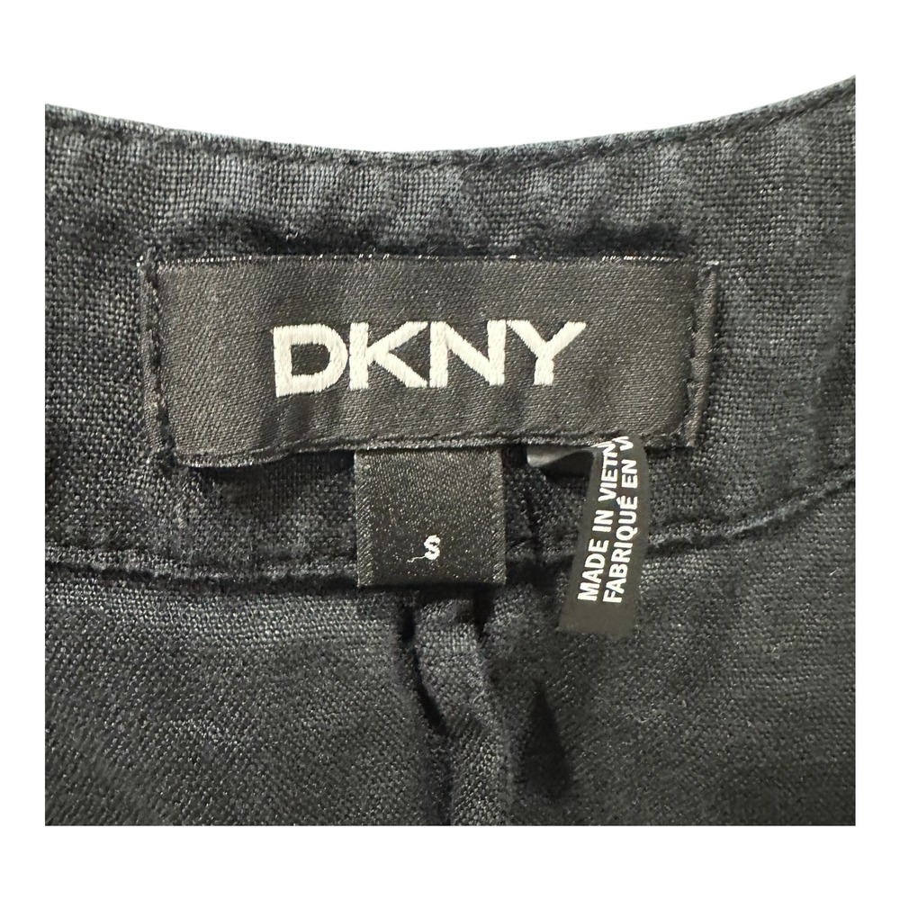 DKNY Womens Black Linen Blend V-Neck Sleeveless Side Slit Maxi Dress Size S - Picture 7 of 9